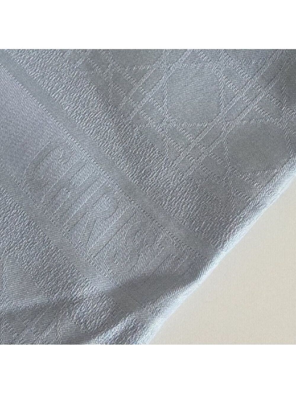 CHRISTIAN DIOR | Cannage Jacquard Large Scarf Shawl blue silk cashmere - Picture 2 of 9